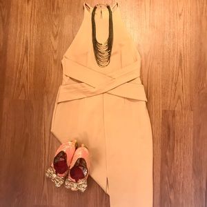 Tan, body con dress